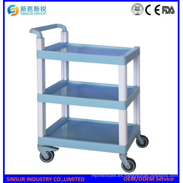 Mulit Purpose ABS 3-Tier Shelf Equipos Médicos Carros / Carro